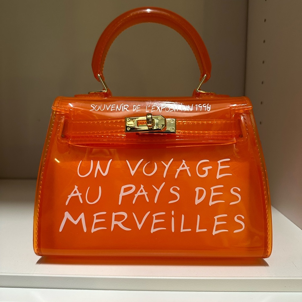 Unbranded Jelly Top Handle Handbag Paris French (Clear Bag)